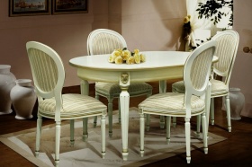 Стол обеденный "Милана 10+стулья 3100/S" слоновая кость с золочением