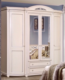 Шкаф для одежды четырехдверный "Валенсия 4" античная темпера с серебром
