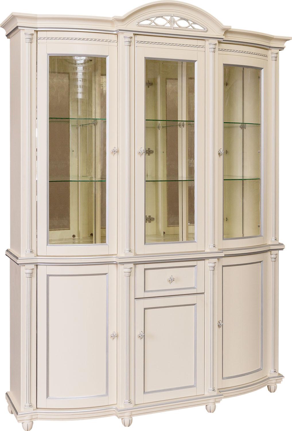 Шкаф комбинированный 3д «Валенсия Классик» П3.0589.0.03 (П244.11) античная темпера с серебром