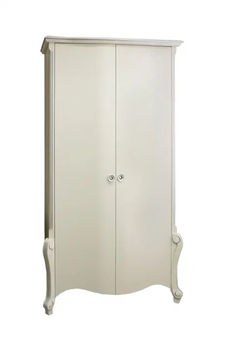 Шкаф двухдверный "Луиза" белая эмаль с серебряной патиной