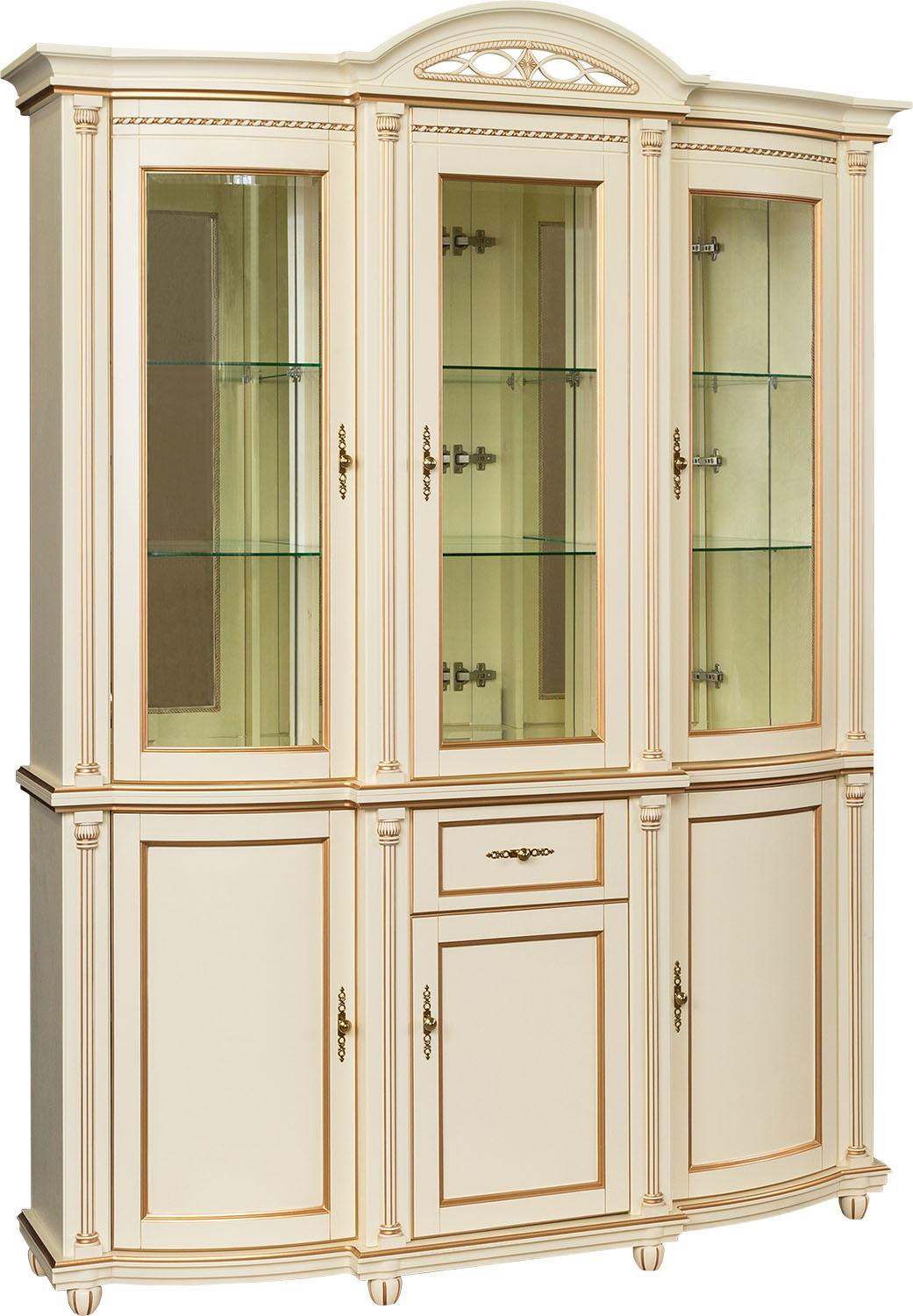 Шкаф комбинированный 3д «Валенсия Классик» П3.0589.0.03 (П244.11) античная темпера с золотом