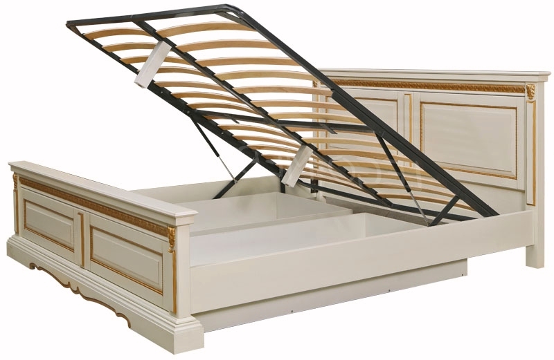 Двуспальная кровать 140х200 с подъемным механизмом белая