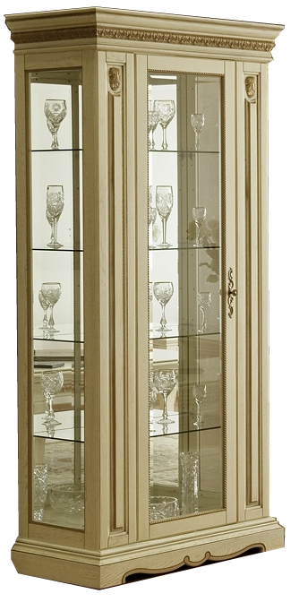 Шкаф с витриной "Милана 8" П265.08 слоновая кость с золочением