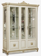 Шкаф с витриной "Алези 5 Люкс" П350.05л слоновая кость с золочением Шкаф с витриной "Алези 5 Люкс" П350.05л слоновая кость с золочением
