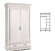 Шкаф двухдверный "Оскар" белая эмаль с темной патиной  без зеркал.В НАЛИЧИИ.