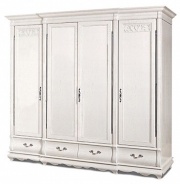 Шкаф четырехдверный "Оскар" белая эмаль с темной патиной  без зеркал.В НАЛИЧИИ.