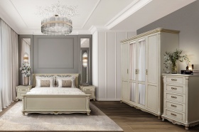 Спальня "Алези-6" слоновая кость с золочением