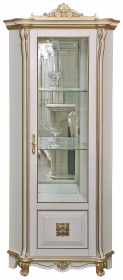 Шкаф с витриной "Алези 10 Люкс" П350.13л слоновая кость с золочением