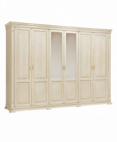 Шкаф шестидверный "Верди-Люкс" слоновая кость с золочением