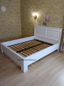 Кровать двуспальная "Олимпия" с низким изножьем белая эмаль 