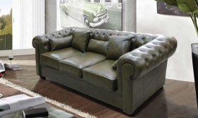 Трехместный диван-кровать Виконт (натуральная кожа)