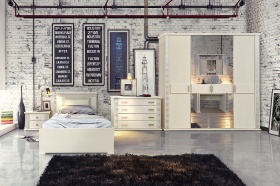 Спальня «Тунис» #4 слоновая кость с серебром Спальня «Тунис» #4 слоновая кость с серебром