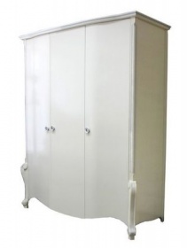 Шкаф трехдверный "Луиза" белая эмаль с серебряной патиной