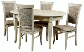 Стол обеденный "Верди 10А+стулья Унисон" слоновая кость