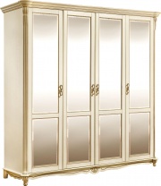 Шкаф для одежды 4д «Алези» П1.350.1.15 (П349.02/1) слоновая кость с золочением