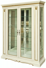Шкаф с витриной "Милана 5" П265.05 слоновая кость с золочением Шкаф с витриной "Милана 5" П265.05 слоновая кость с золочением