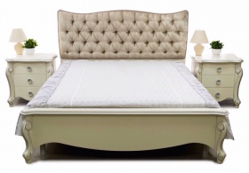 Кровать двуспальная "Луиза" белая эмаль с серебряной патиной