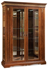 Шкаф с витриной "Милана 5" П265.05 черешня с золочением