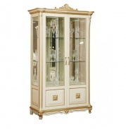 Шкаф с витриной "Алези 2 Люкс" П350.19л слоновая кость с золочением Шкаф с витриной "Алези 2 Люкс" П350.19л слоновая кость с золочением