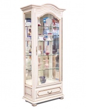 Шкаф с витриной "Давиль" 54 белая эмаль с золотой патиной.В НАЛИЧИИ.
