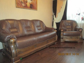Трехместный диван "Консул 2020/2020(-С)" (натуральная кожа)